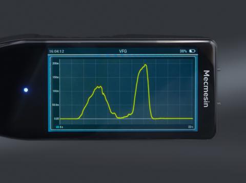 Mecmesin VFG - Touchscreen digital force gauge landscape view with graph