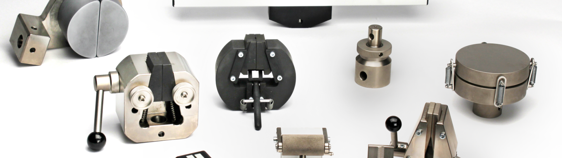 Mecmesin - Selection of grips and fixtures for product, component and specimen quality control testing
