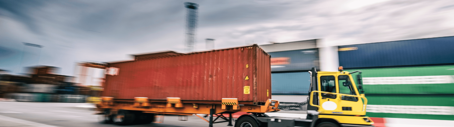 Cargo truck travelling at speed